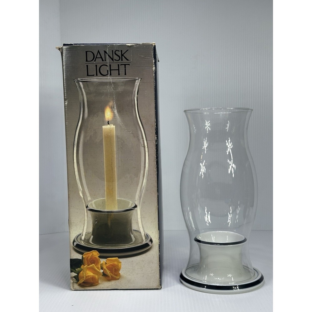 VTG Dansk Light International Porcelain Hurricane Lamp Candle Original Box